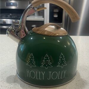 Rae Dunn Green Holly Jolly Teakettle
